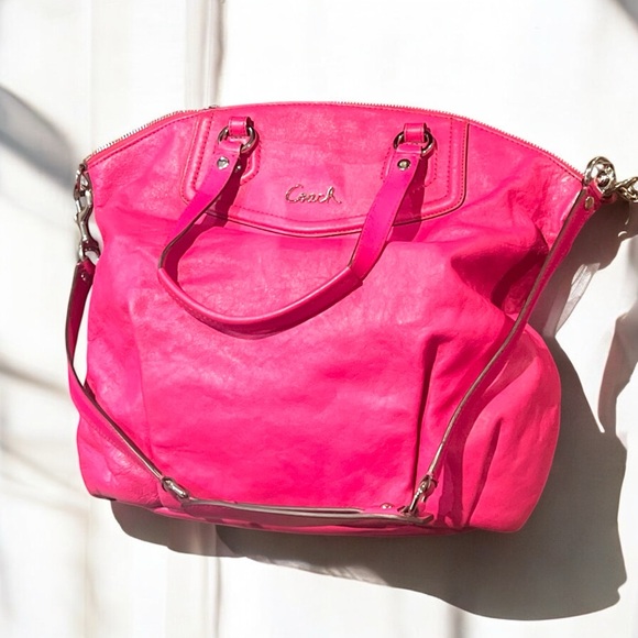 Coach Pink Leather Tote Shoulder Bag - Picture 5 of 11